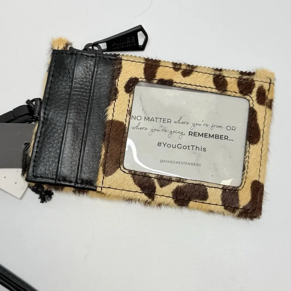 Aimee Kestenberg Lima Large Zip Lanyard In Jungle Leopard Haircalf New.